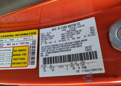 2023 Ford Bronco Sport Big Bend из США, поврежденный, VIN 3FMCR9B6XPRD43929